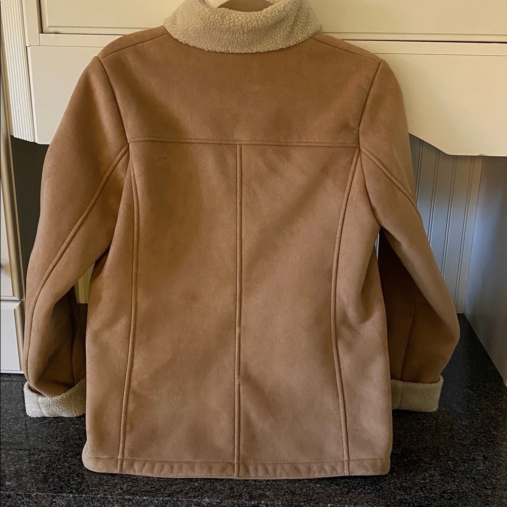 Talbots Tan  and Cream Sherpa Shearling Jacket - Picture 4 of 6
